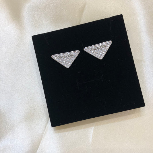 Prada Logo Silver Earrings Studs