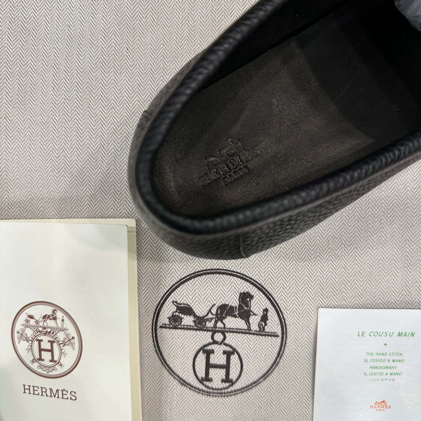 Hermes Paris Major Loafer In Black Grain Leather