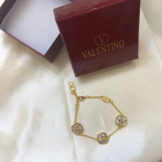 Valentino Gold White Chain Bracelet