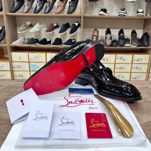 Christian Louboutin Chambelimoc Night Strass Black Loafers