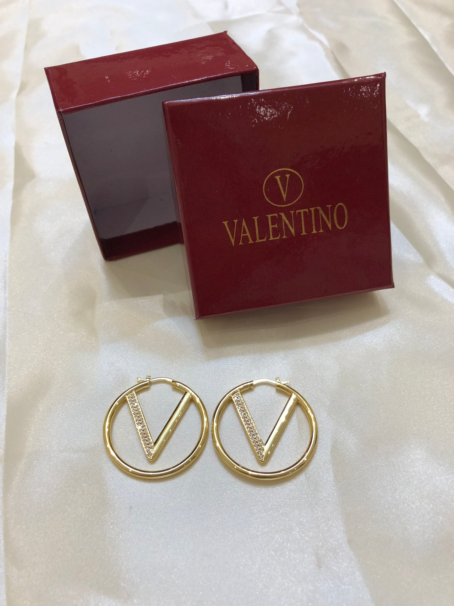 Valentino V Logo Golden Earrings