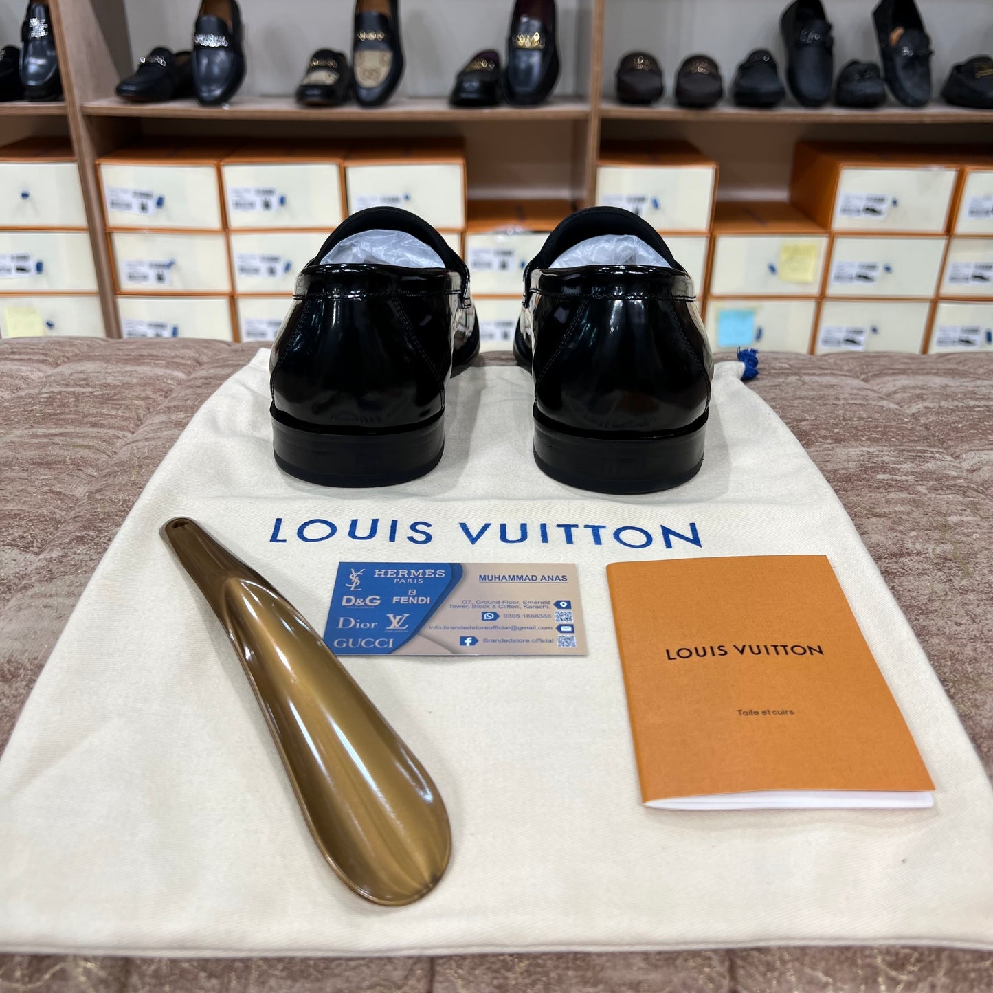 .. Louis.Vuitton Black Silver Logo Major Loafers