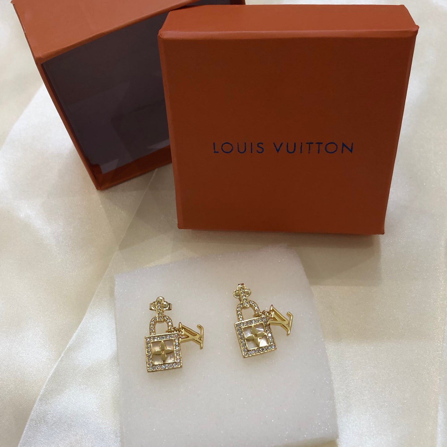 Louis Vuitton Mini Lock Golden Earrings