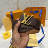 LV Golden Logo Reversible Belt Brown / Suede One Side