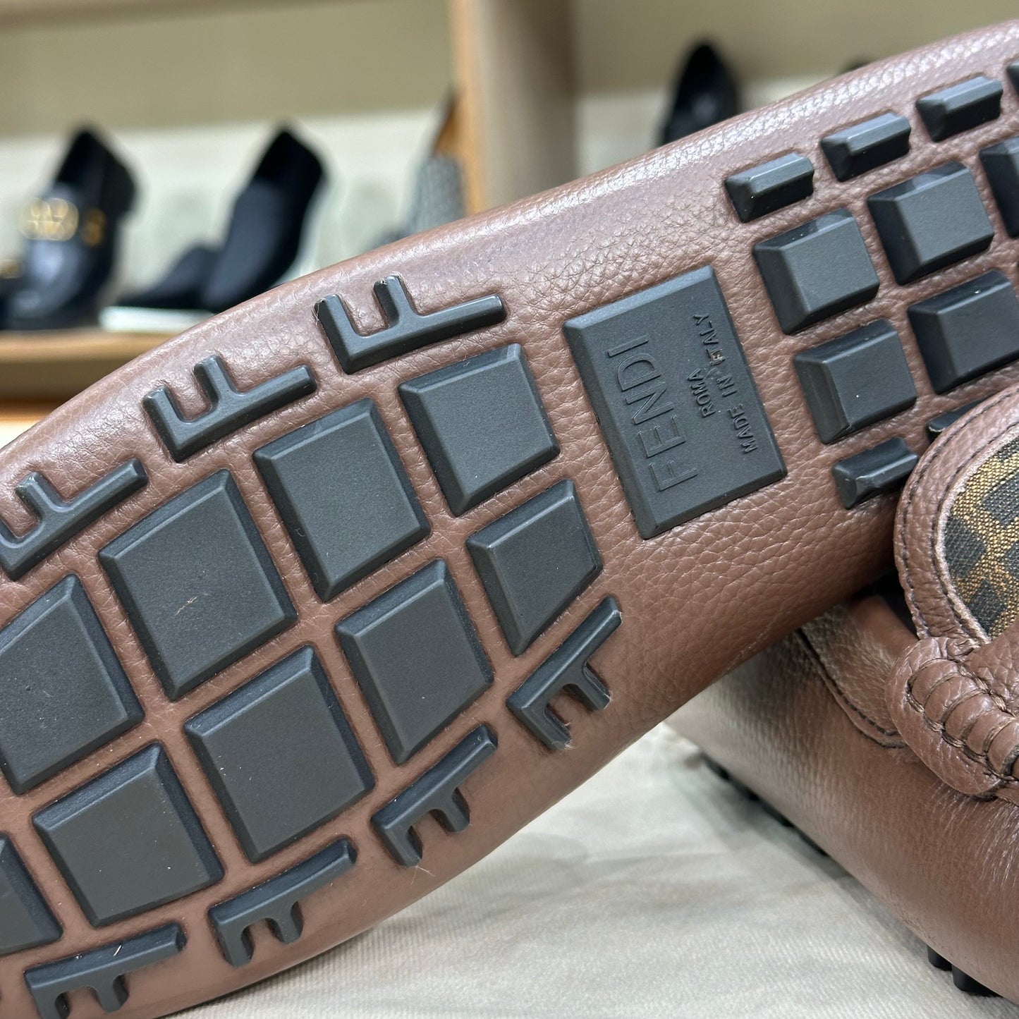 Fendi Brown Golden Buckle Normal Loafers