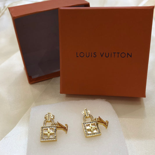 Louis Vuitton Mini Lock Golden Earrings