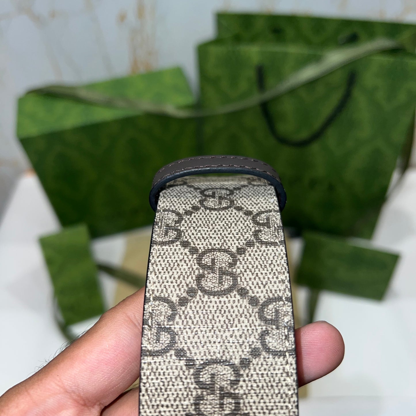 Gucci Golden GG Supreme Belt Brown