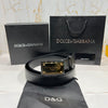 Dolce & Gabbana Golden Buckle Leather Belt Black