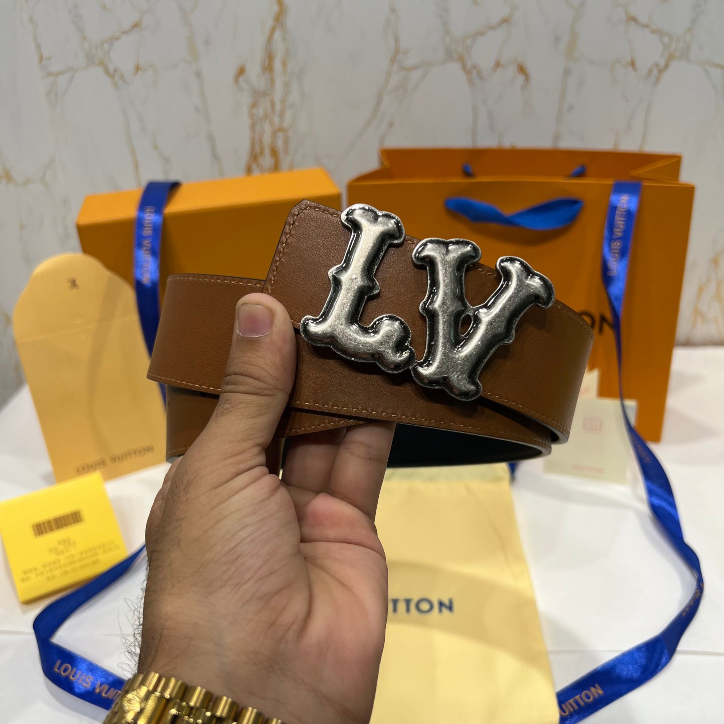 LV Logo Reversible Belt Brown/Black