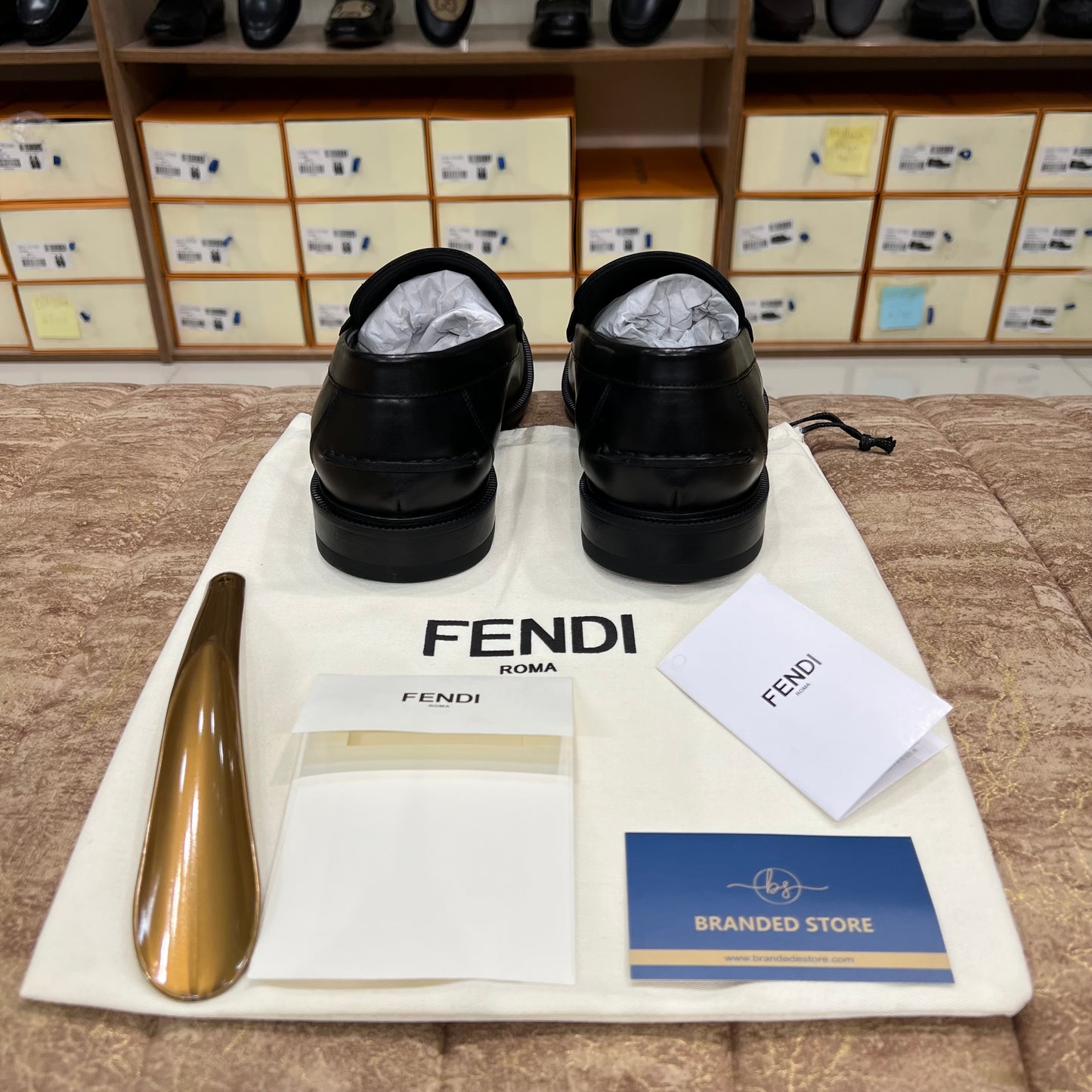 .Fendi Black Grey Major Loafers