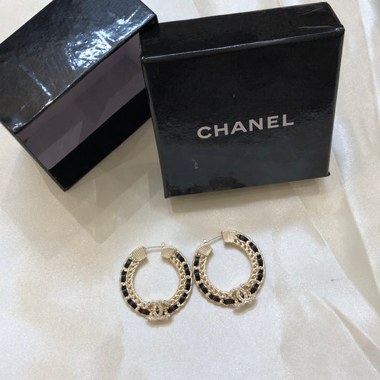 Chanel Black Golden Earrings