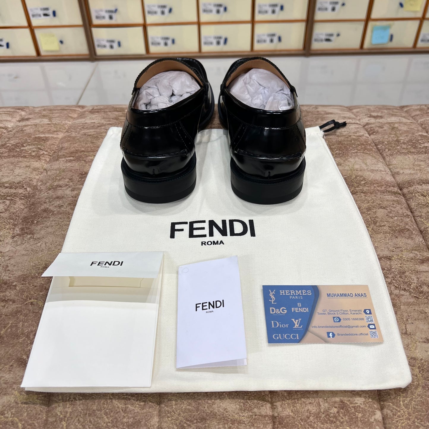 Fendi Black Silver Logo Major Loafers