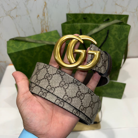 Gucci Golden GG Supreme Belt Brown
