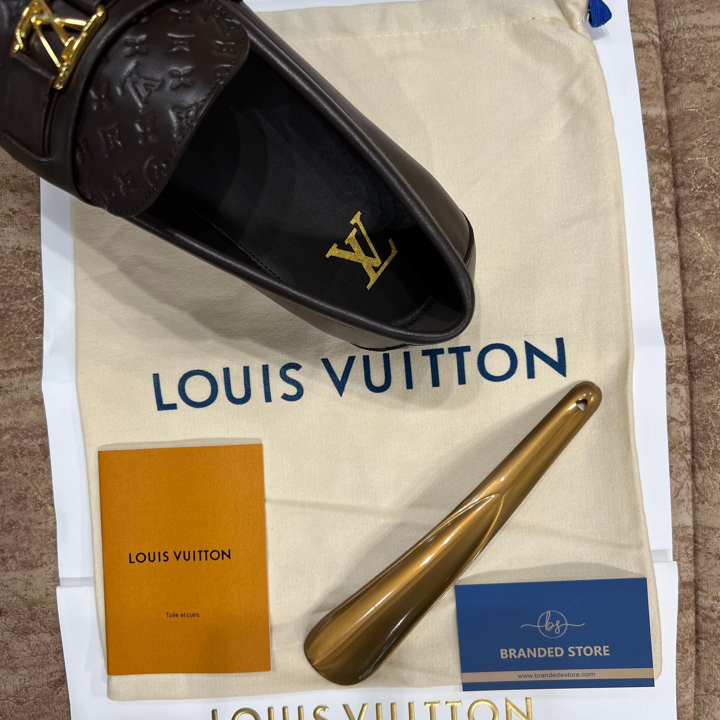 Louis Vuitton New Brown Embossed Major Loafers
