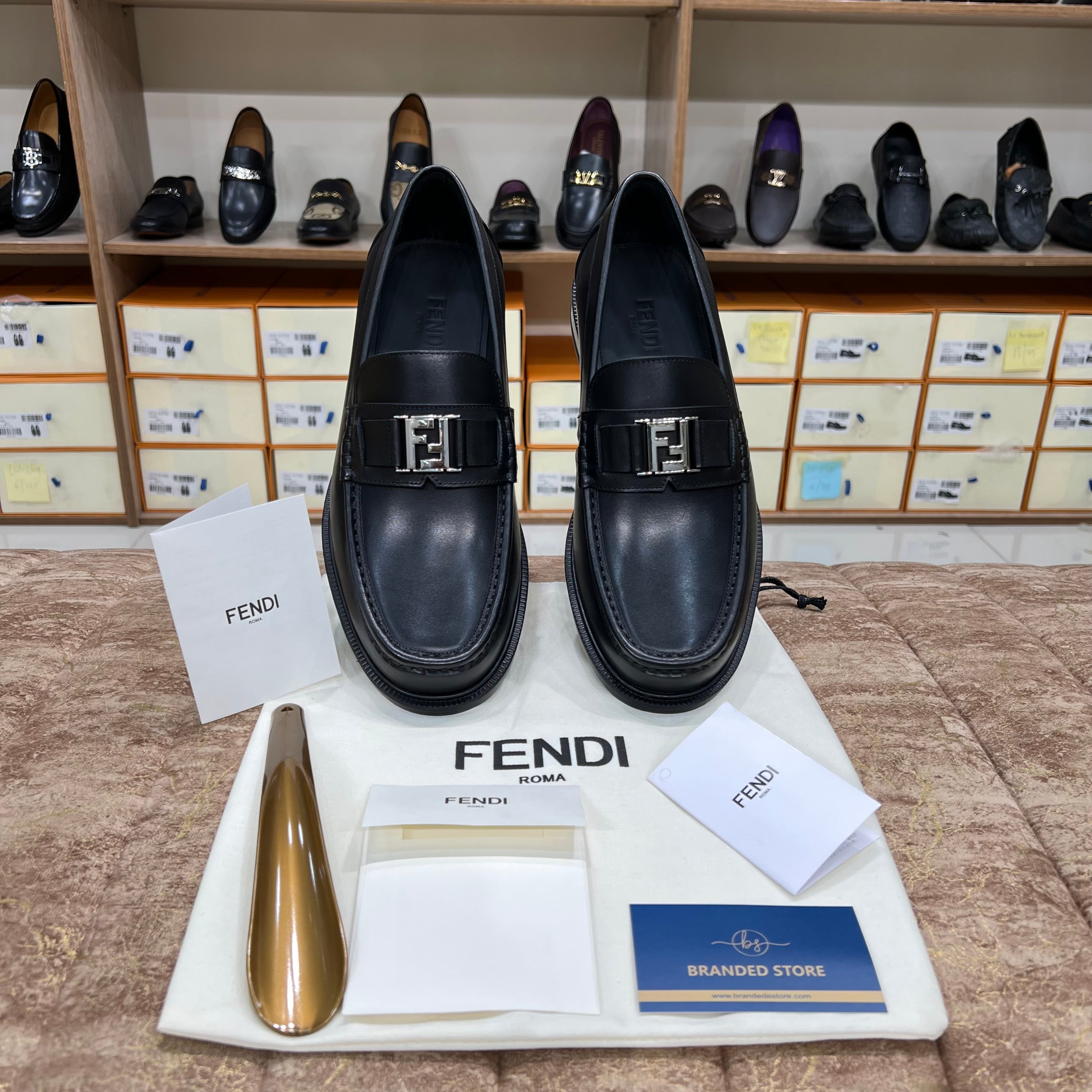 Fendi Black Loafers with FF Logo and Slip-On Design Fendi Men main image 2