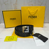 Fendi FF Golden Silver Buckle Reversible Belt Black/Grey