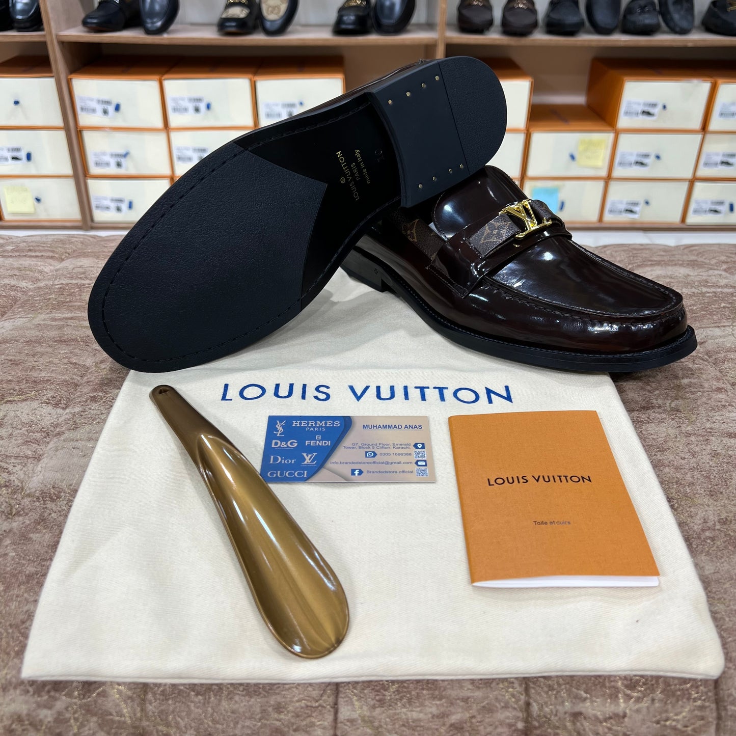 . Louis.Vuitton Brown Flower Major Loafers