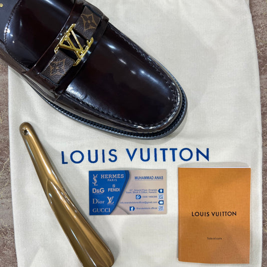 . Louis.Vuitton Brown Flower Major Loafers