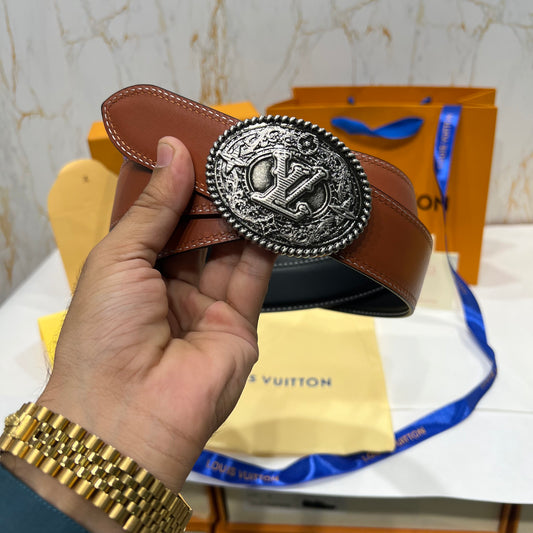 LV Round Logo Reversible Belt Brown/Black