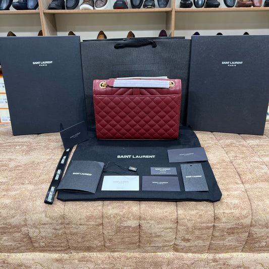 YSL Maroon Texture Leather Bag