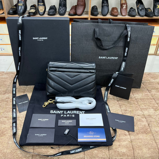 YSL Small Flap Leather Bag Black