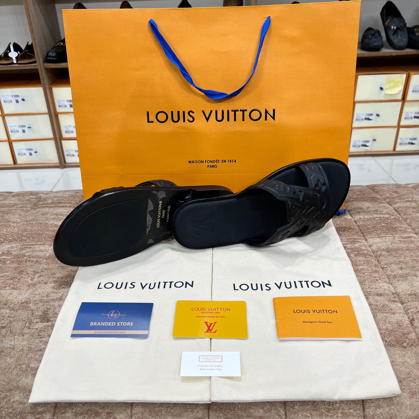 LV Men's Sandal Black Embossed