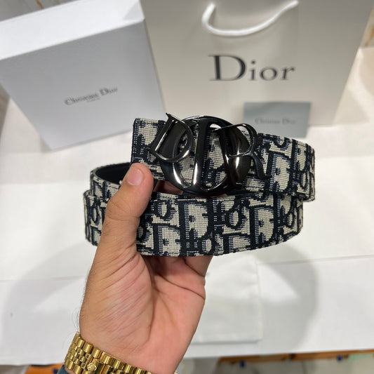 Dior Black DIOR Buckle Reversible Belt Black/White