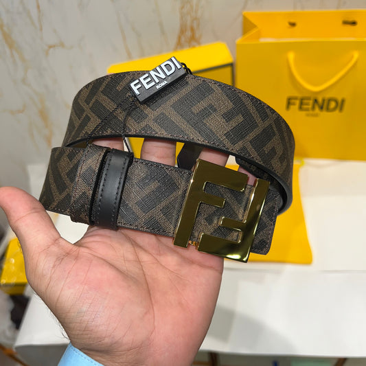 Fendi FF Golden Buckle Reversible Belt Black/Brown