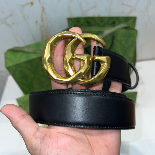 Gucci Golden GG Buckle Belt Plain Black
