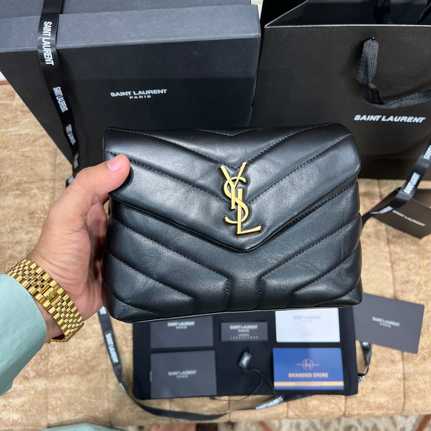 YSL Small Flap Leather Bag Black
