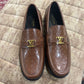 . Louis.Vuitton Light Brown Embossed Major Loafers