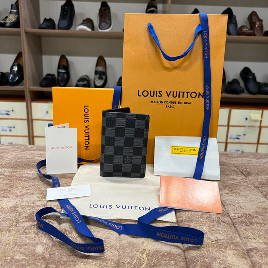 Louis Vuitton Grey Checked Pocket Organizer Wallet