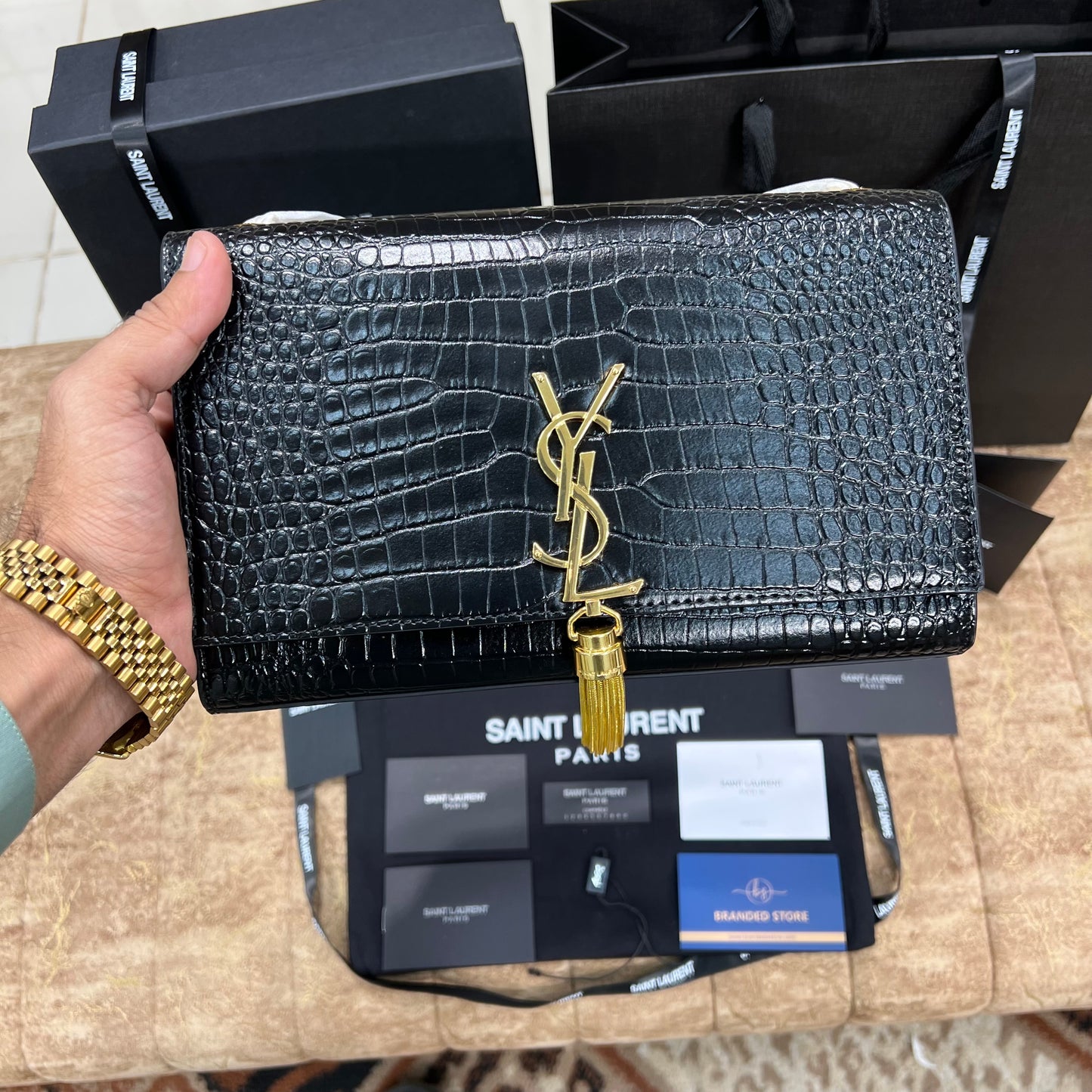 YSL Black Kate Tassel Leather Bag