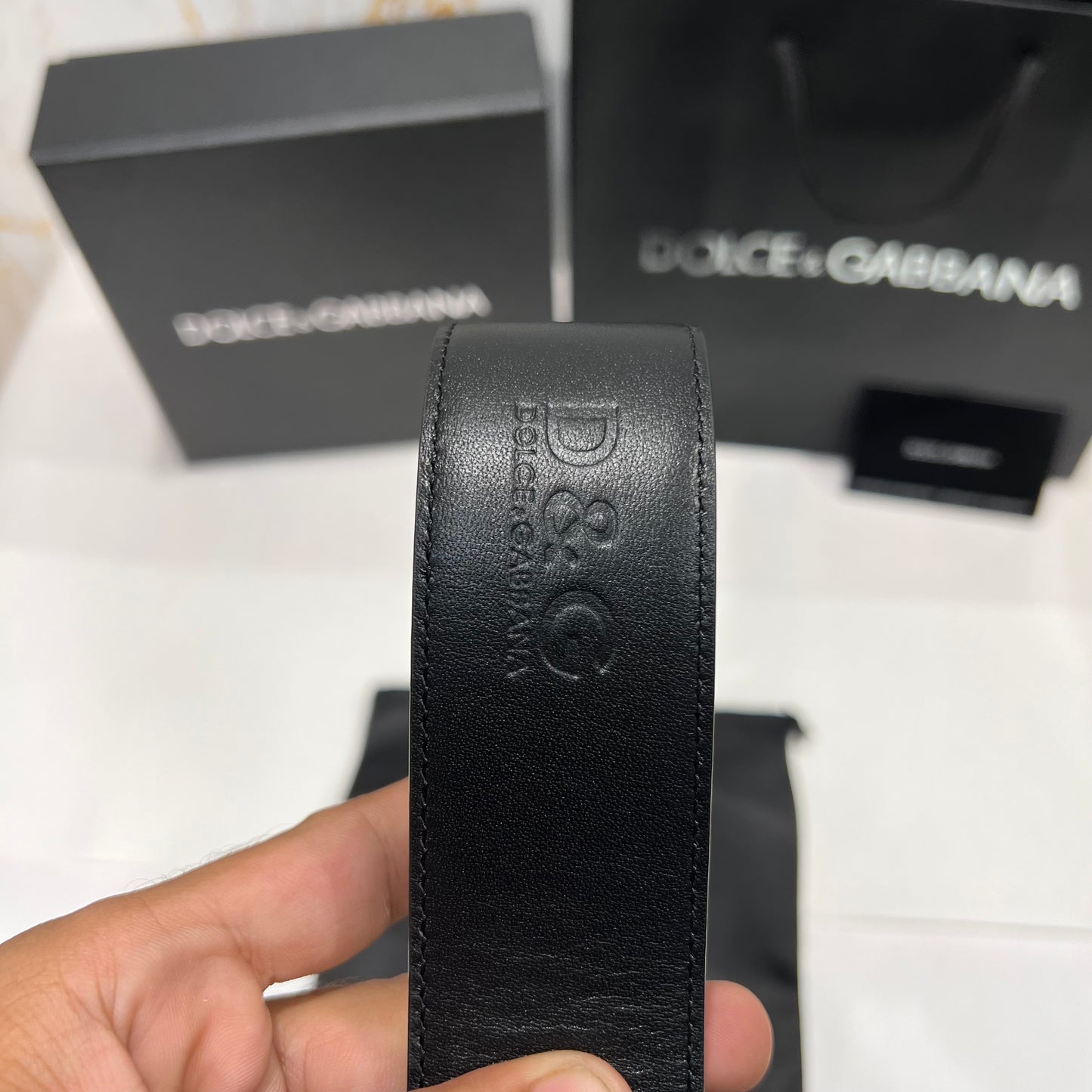 Dolce & Gabbana Silver Buckle Leather Belt Black