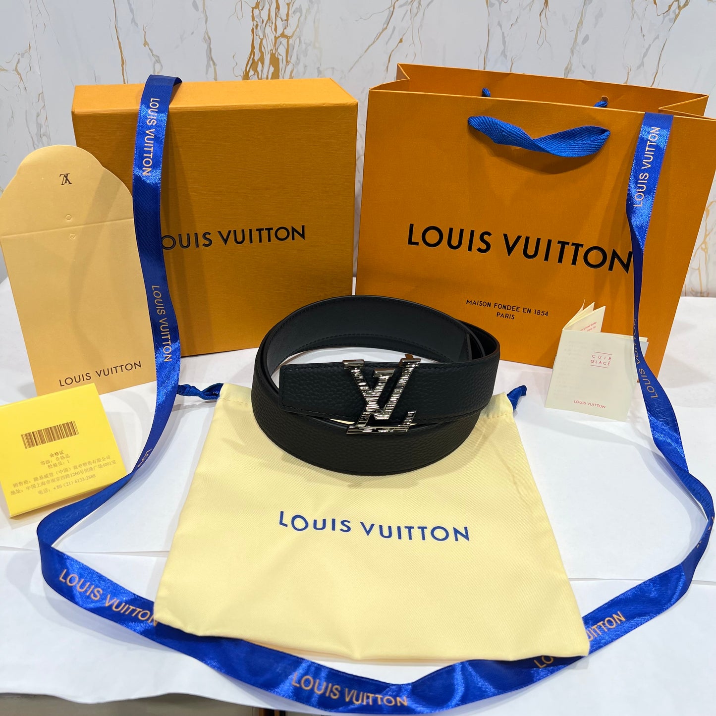 LV Black Line Logo Reversible Belt Black
