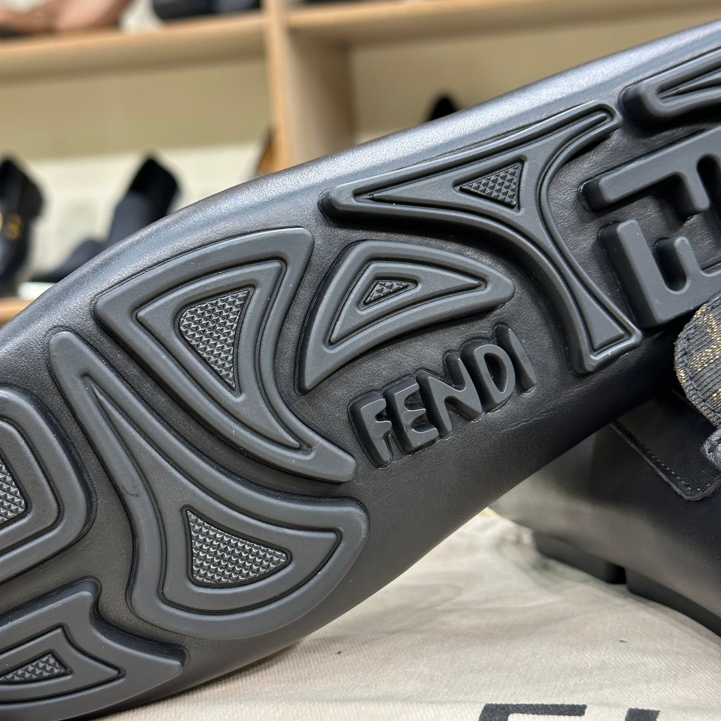 Fendi Black Green FF Normal Loafers