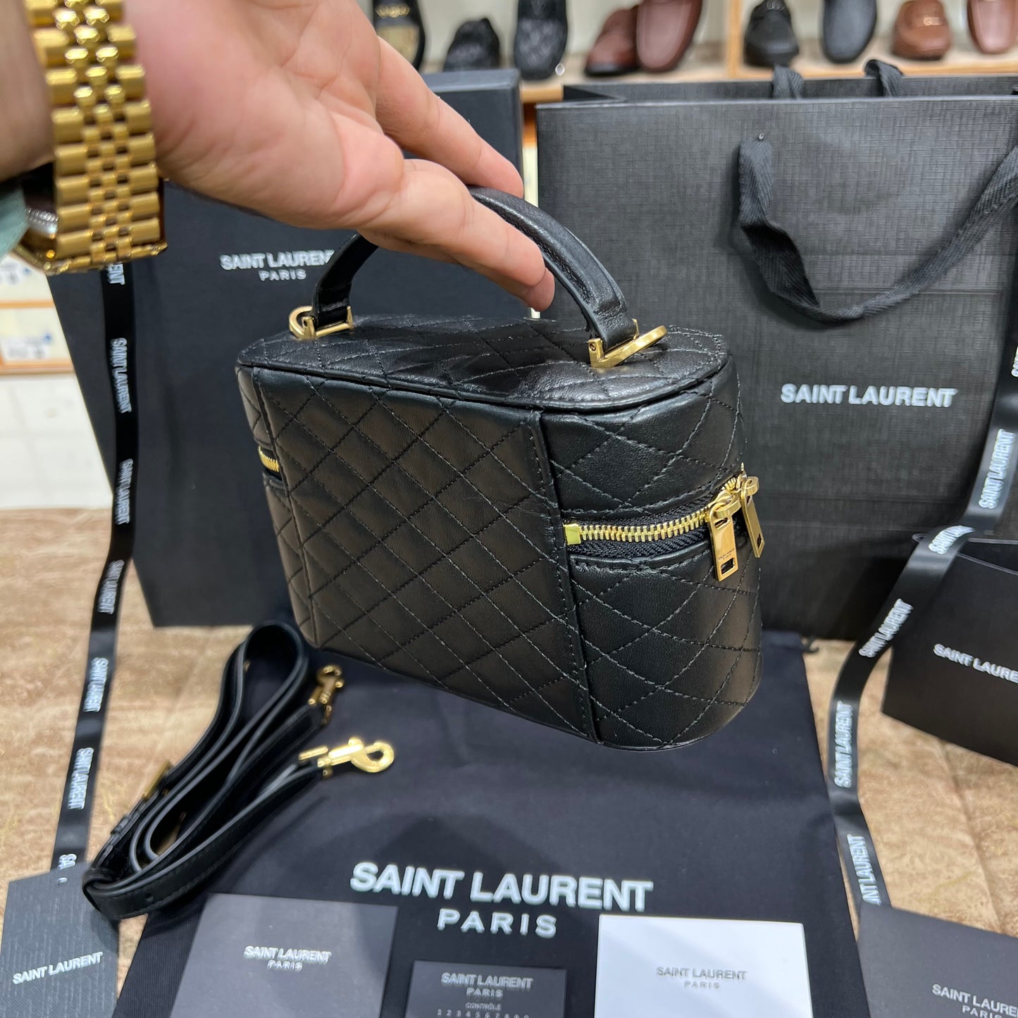 YSL Gaby Mini Vanity Leather Bag Black