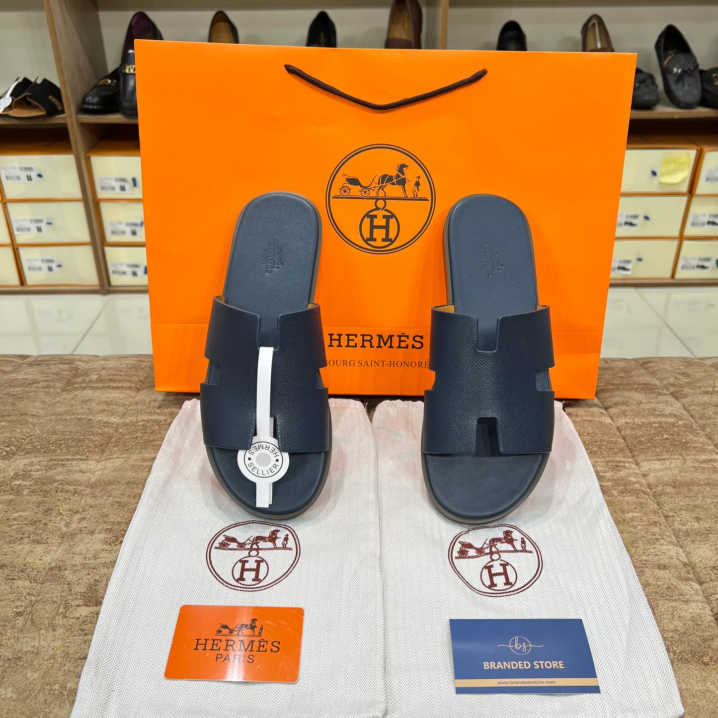 Hermes Men's Sandal Blue Texture