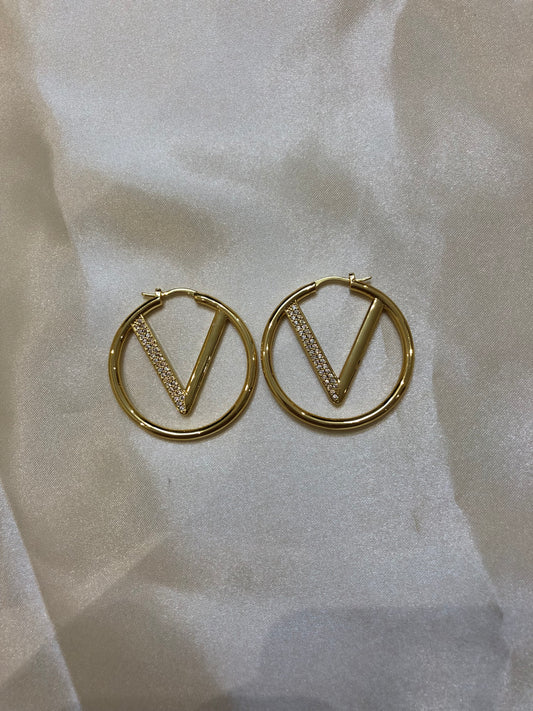Valentino V Logo Golden Earrings