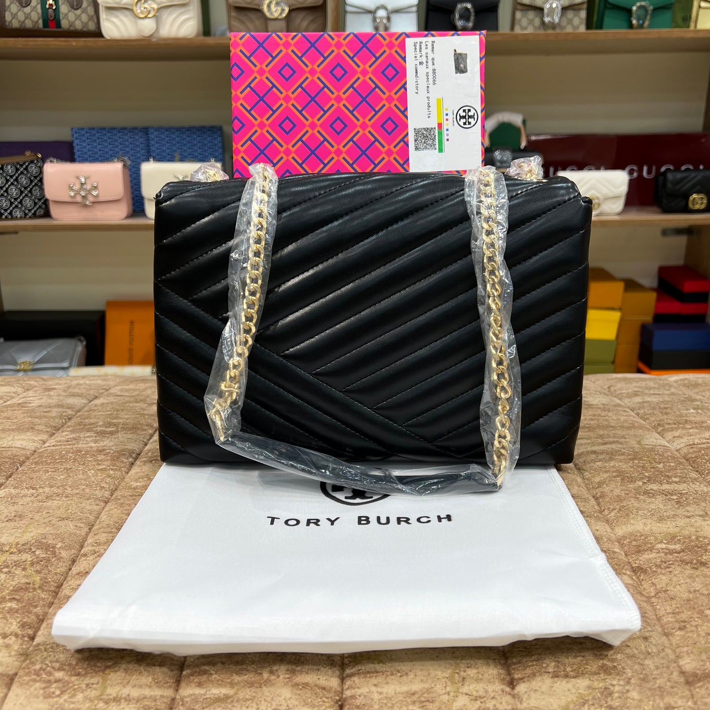 Tory Burch Golden Logo Black Bag