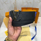 LV Silver Logo Check Reversible Belt Black/Grey