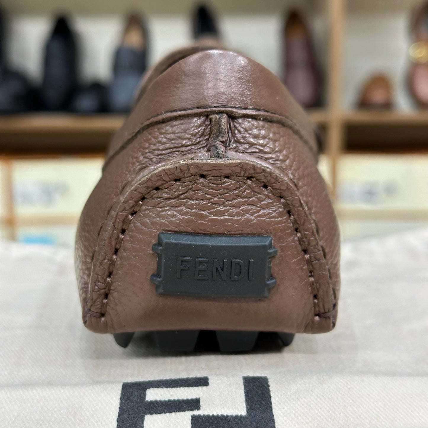 Fendi Brown Golden Buckle Normal Loafers