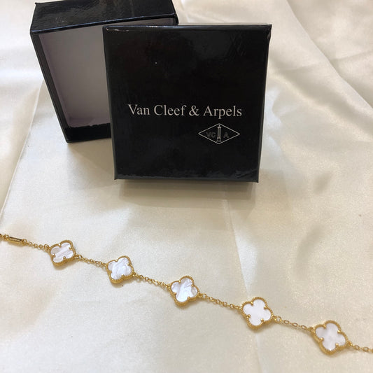 Van Cleef Gold White Bracelet