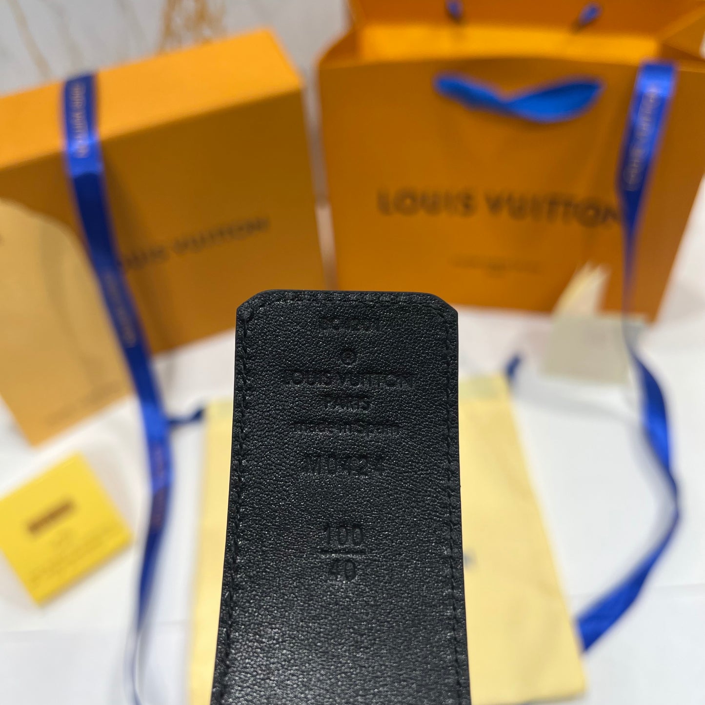 LV Black Logo Embossed Reversible Belt Black