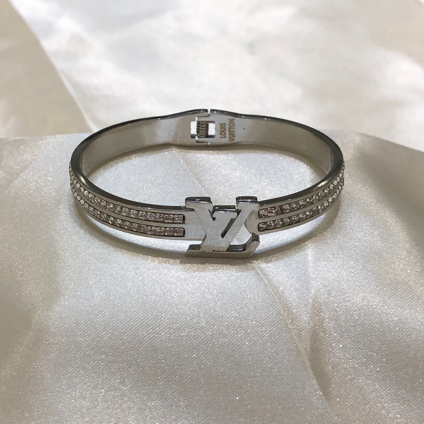 Louis Vuitton LV Logo Silver Bracelet