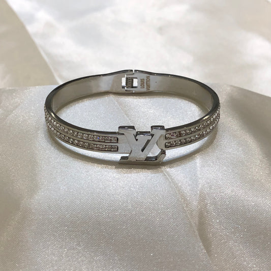 Louis Vuitton LV Logo Silver Bracelet