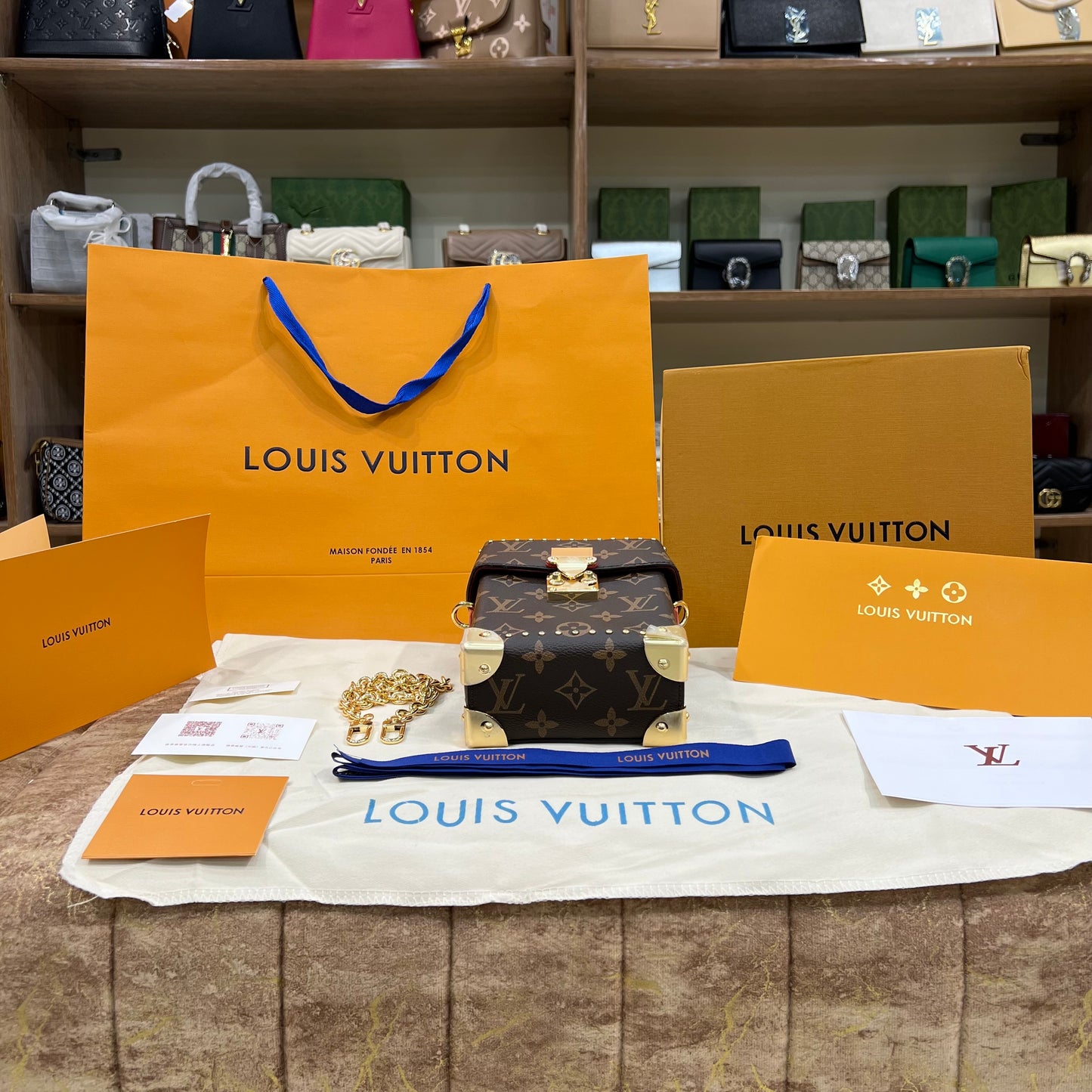 Louis.Vuitton Mini Side Brown Bag