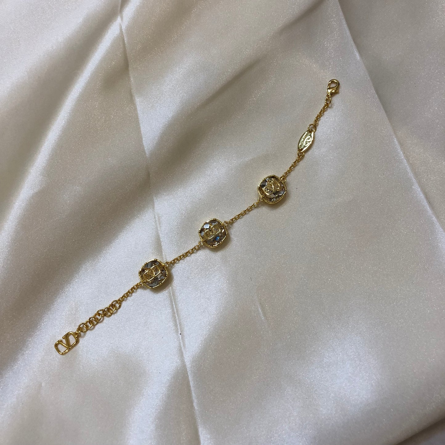 Valentino Gold White Chain Bracelet