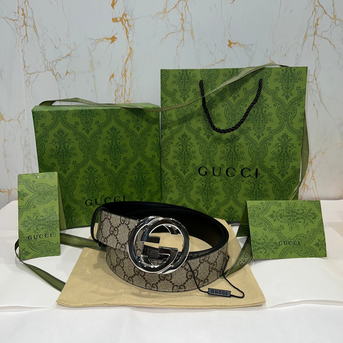 Gucci GG Supreme Interlocking G Belt Brown