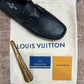 Louis Vuitton Texture Black Silver Logo Normal Loafer